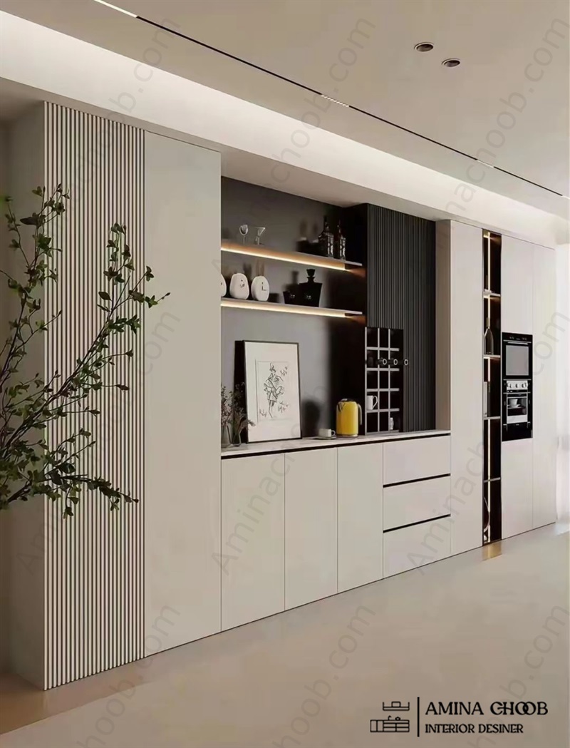 شلف هایگلاس در کنار کمد دیواری