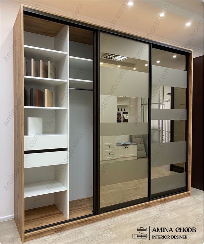 کمد دیواری ریلی آینه ای