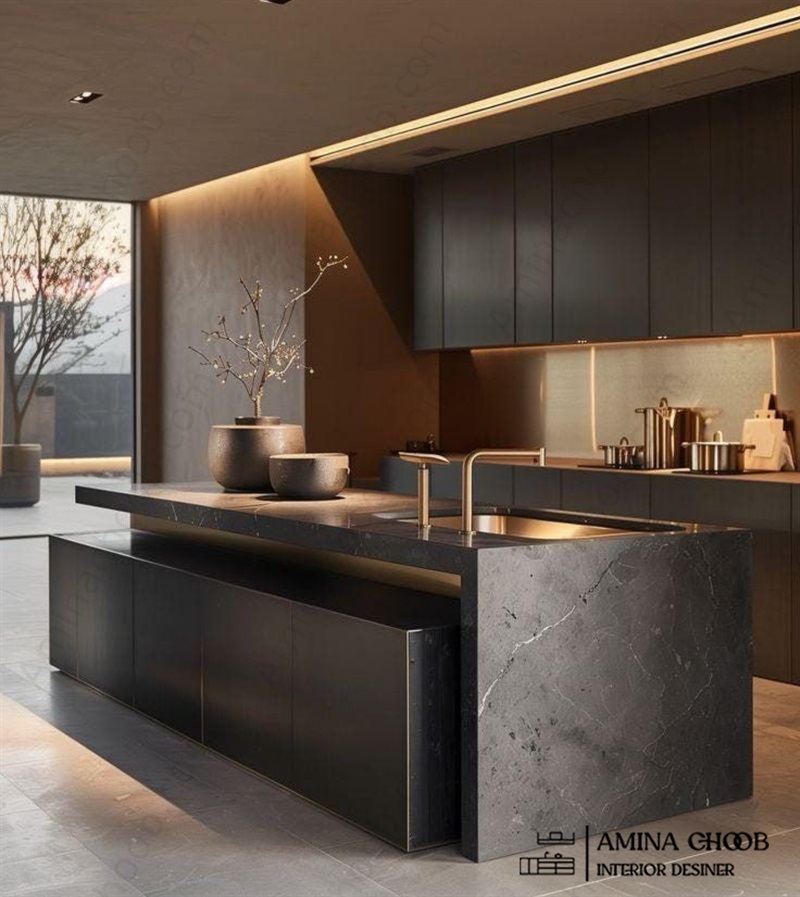 انعکاس زیبای نور روی کابینت هایگلاس و امدیاف