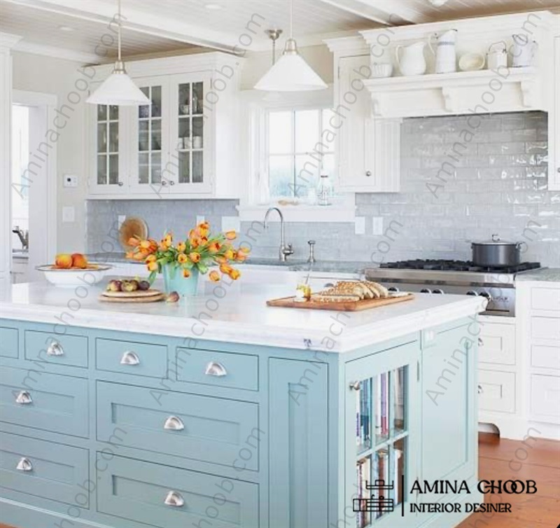 عکس از مدل جزیره کابینت نئوکلاسیک