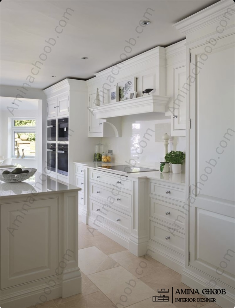 کابینت نئوکلاسیک سفید صدفی