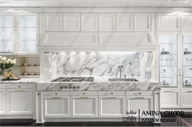 کابینت نئوکلاسیک سفید صدفی