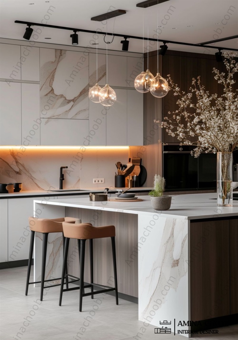 بازسازی آشپزخانه - نور پردازی بین کابینتی