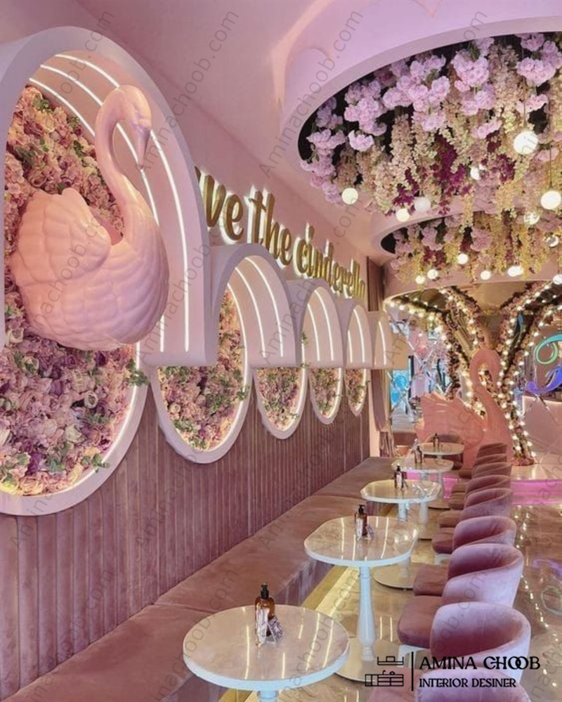 دکور آرایشگاه زنانه صورتی