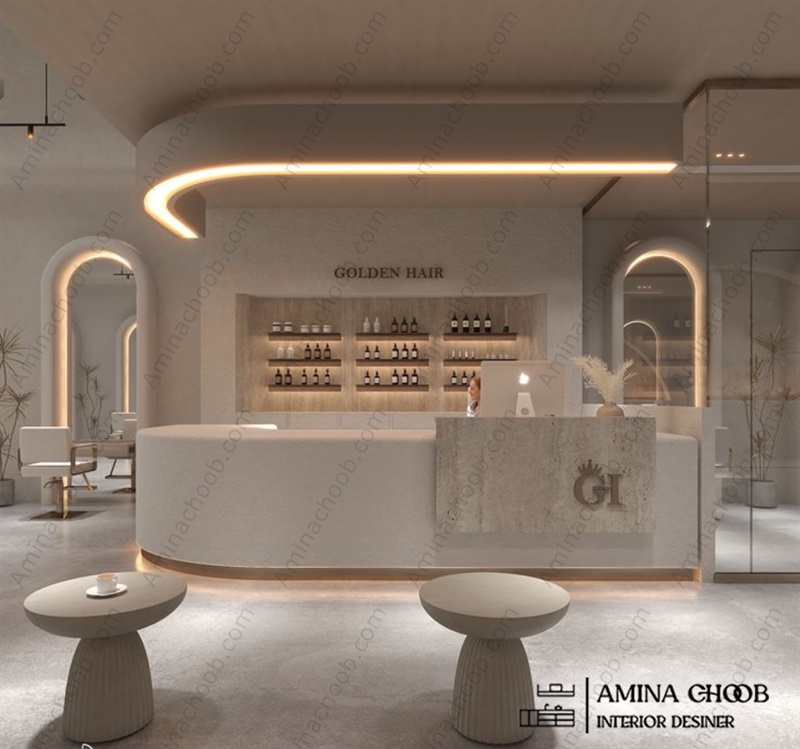 دکور آرایشگاه زنانه به همراه نورپردازی