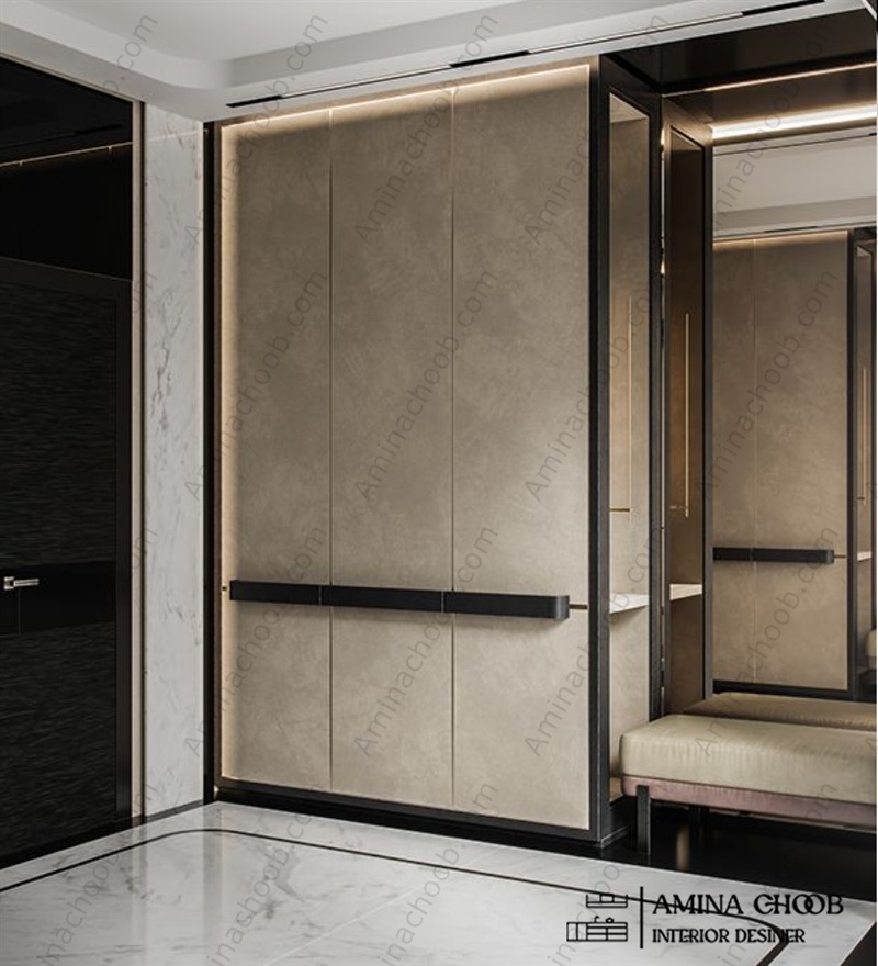 کمد دیواری روکش PVc و روکش چرم