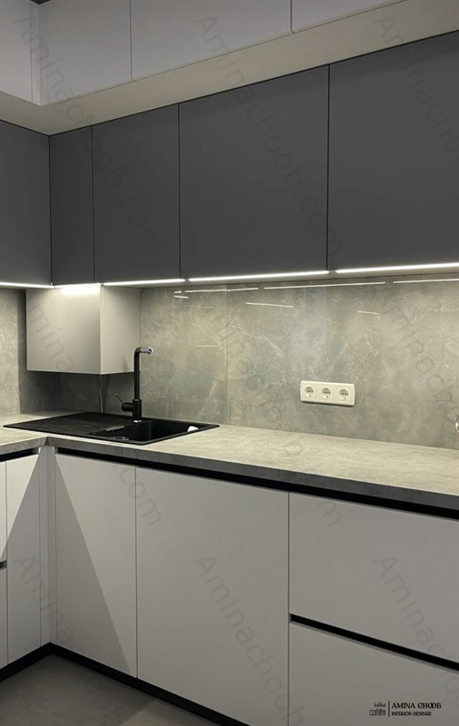 کابینت هایگلاس سفید طوسی