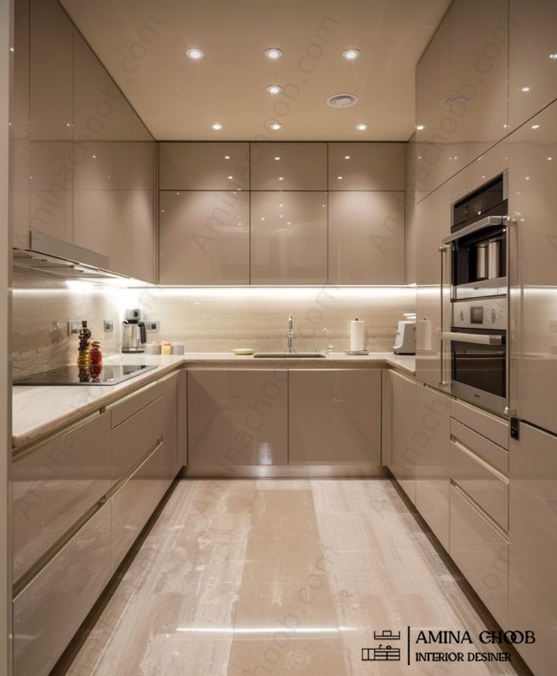 کابینت هایگلاس بژ اکلیلی